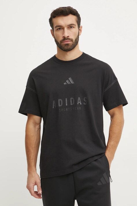 Βαμβακερό μπλουζάκι adidas ALL SZN Graphic ανδρικό, χρώμα: μαύρο, JJ3658