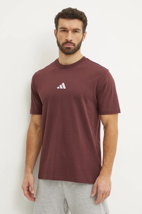 adidas tricou din bumbac Essential barbati, culoarea rosu, neted, JF1098