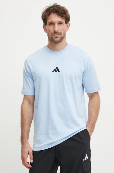 adidas t-shirt bawełniany Essential męski kolor niebieski z nadrukiem JF1101