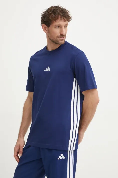 adidas t-shirt bawełniany Essentials męski kolor granatowy wzorzysty JE6399