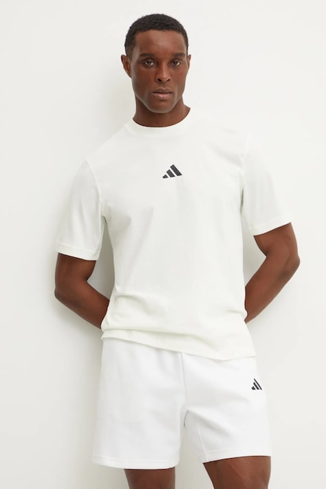 Памучна тениска adidas City Escape в бежово с изчистен дизайн JF3327