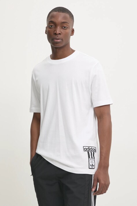 adidas Originals tricou din bumbac Adibreak barbati, culoarea alb, cu imprimeu, JD4195
