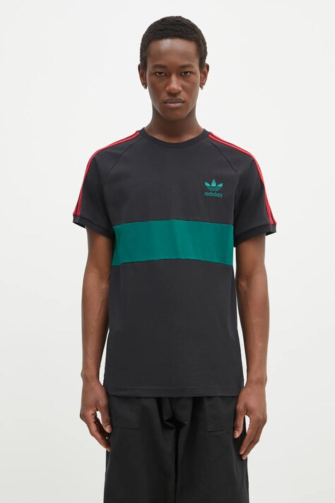 Бавовняна футболка adidas Originals 3S PANEL TEE чоловіча колір чорний візерунок JP1272