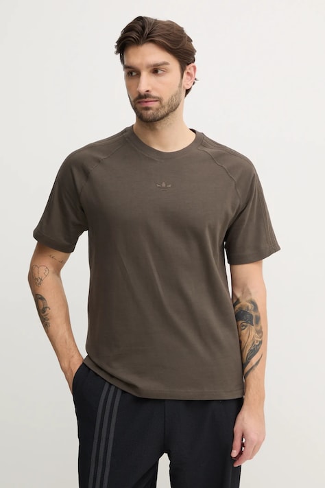 adidas Originals pamut póló Essential zöld, férfi, sima, JD3276