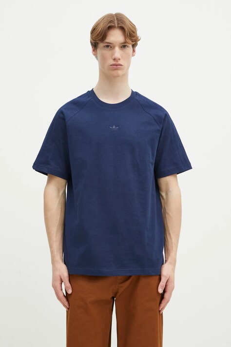 Хлопковая футболка adidas Originals Essential мужская цвет синий однотонная JD3279