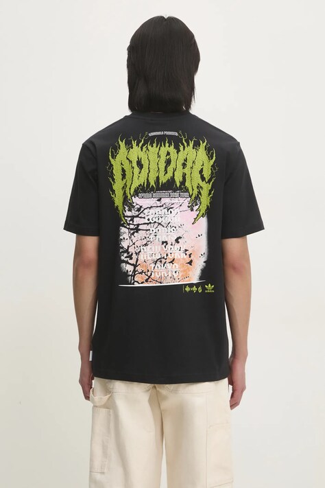 Бавовняна футболка adidas Originals Q12 TS DEATH чоловіча колір чорний з принтом JP2678