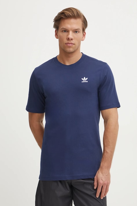 adidas Originals tricou din bumbac Trefoil barbati, culoarea albastru marin, neted, JC9989