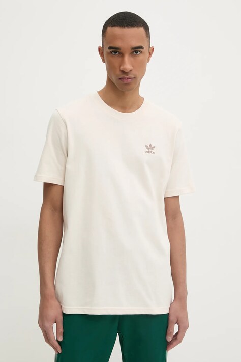 adidas Originals tricou Trefoil barbati, culoarea bej, neted, JC9991