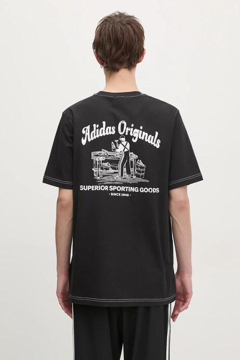 adidas Originals t-shirt bawełniany Wabash męski kolor czarny z nadrukiem JP4477