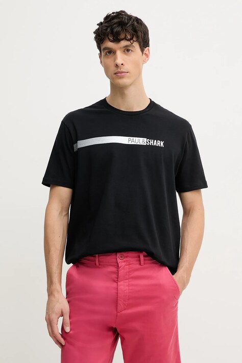 Paul&Shark tricou din bumbac barbati, culoarea negru, cu imprimeu, 25411039