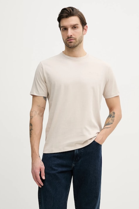 Paul&Shark tricou din bumbac barbati, culoarea bej, neted, 25411047