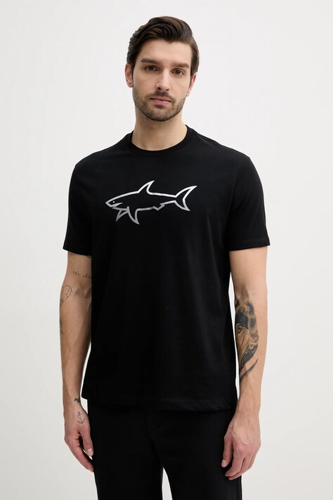 Βαμβακερό μπλουζάκι Paul&Shark ανδρικό, χρώμα: μαύρο, 25411078