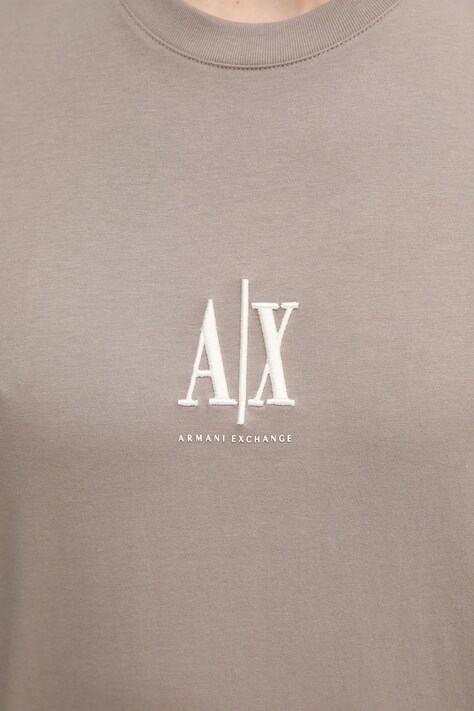 Бавовняна футболка Armani Exchange — SS25-TSM0BO, бежевий — фото 5