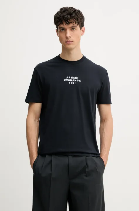 Armani Exchange t-shirt bawełniany męski kolor granatowy z aplikacją XM000540 AF10362