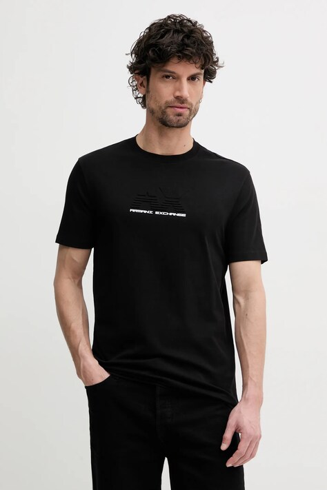 Bavlněné tričko Armani Exchange černá barva, s aplikací, XM000544 AF10361