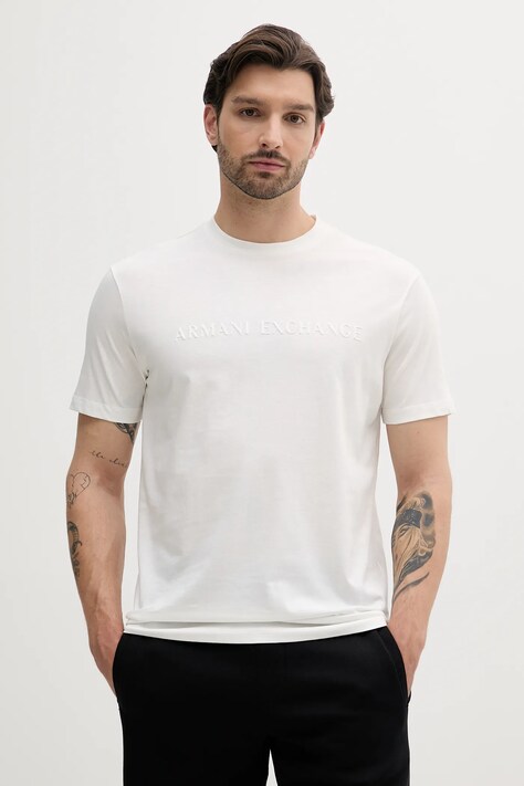 Хлопковая футболка Armani Exchange цвет белый с аппликацией XM000554 AF10356