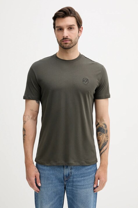 Armani Exchange t-shirt bawełniany męski kolor zielony gładki XM000558 AF10358