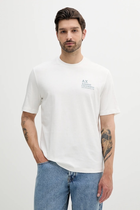 Armani Exchange t-shirt bawełniany męski kolor biały z aplikacją XM000769 AF10361