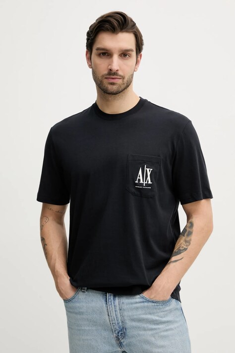 Бавовняна футболка Armani Exchange чоловіча колір синій однотонна XM000366 AF12308