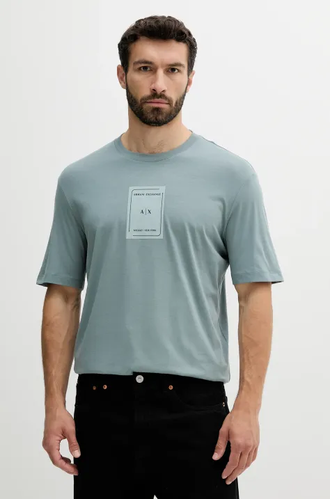 Armani Exchange t-shirt bawełniany męski kolor niebieski z aplikacją XM000570 AF10356