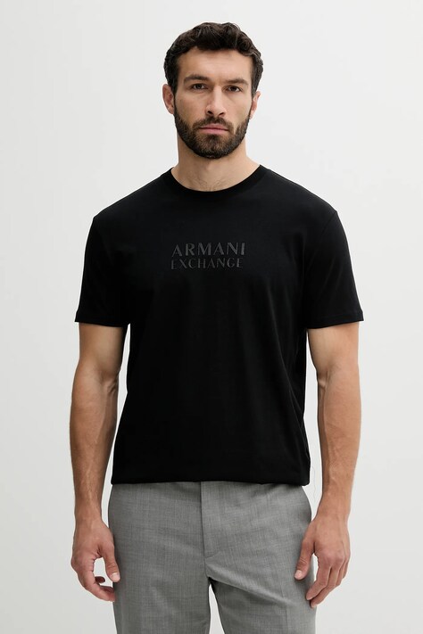 Bavlněné tričko Armani Exchange pánské, černá barva, XM000553 AF10334