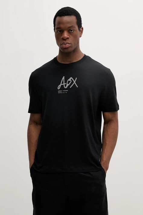 Хлопковая футболка Armani Exchange цвет синий с принтом XM000566 AF10334