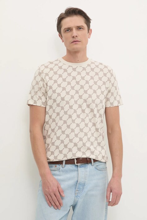 Хлопковая футболка Joop! мужская цвет бежевый узорная 30044675