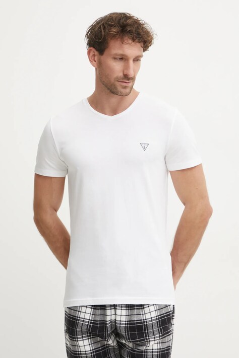 Guess t-shirt CALEB męski kolor biały z nadrukiem U97M01 KCD31