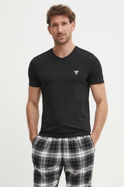 Tričko Guess CALEB černá barva, s potiskem, U97M01 KCD31