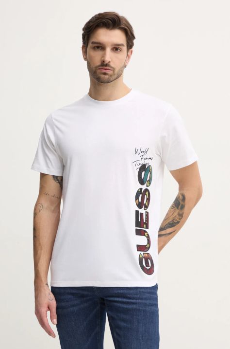 Guess t-shirt męski kolor biały z aplikacją M5RI01 KCHA1