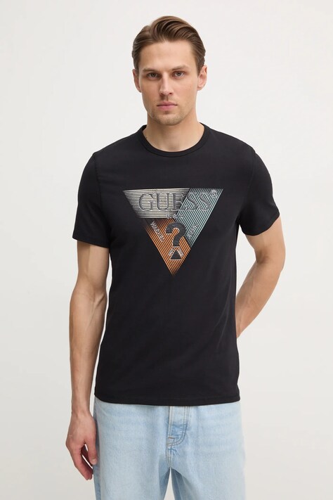 Tričko Guess černá barva, s potiskem, M5RI14 J1314