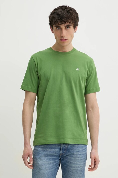 Marc O'Polo tricou din bumbac barbati, culoarea verde, neted, 522201251054