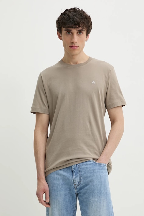 Бавовняна футболка Marc O'Polo чоловіча колір бежевий однотонна 522201251054