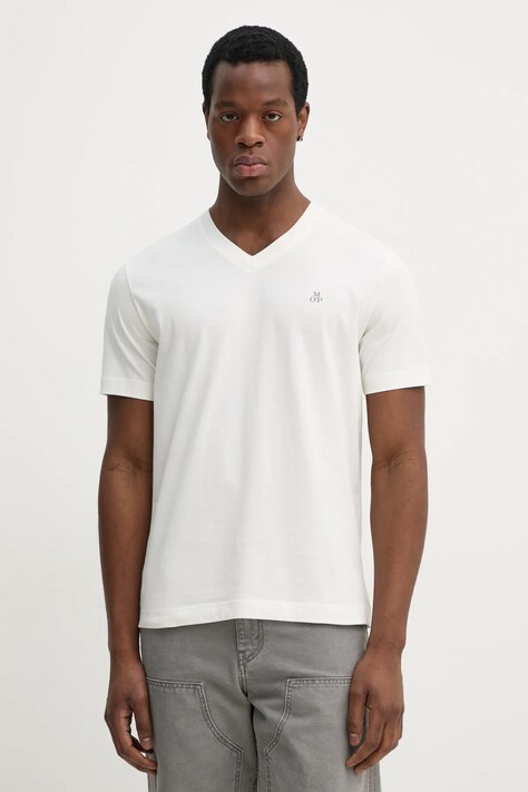Marc O'Polo tricou din bumbac barbati, culoarea alb, neted, 522201251616