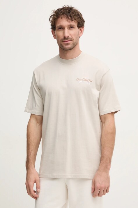 Guess tricou din bumbac MOJO bărbați, culoarea bej, cu imprimeu, Z5RI02 I3Z14
