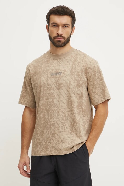 Guess tricou din bumbac GOTAM barbati, culoarea bej, modelator, Z5RI16 I3Z14