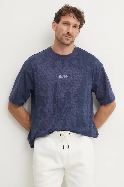Guess tricou din bumbac GOTAM barbati, culoarea violet, modelator, Z5RI16 I3Z14