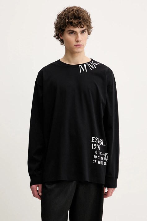 MM6 Maison Margiela longsleeve din bumbac culoarea negru, cu imprimeu, SH0GC0047