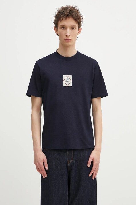 C.P. Company tricou din bumbac barbati, culoarea albastru marin, cu imprimeu, 18CMTS187A110056W