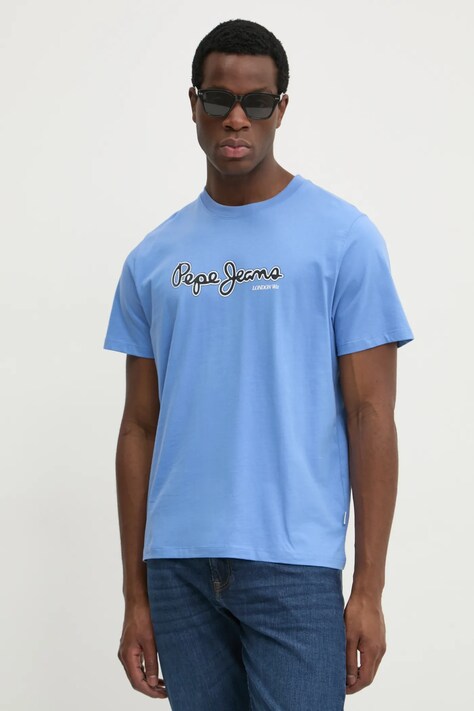 Pepe Jeans tricou din bumbac DORIAN TEE bărbați, culoarea violet, cu imprimeu, PM509721