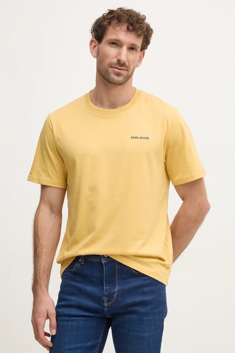 Футболка Pepe Jeans DAMIAN TEE чоловіча колір жовтий однотонна PM509726