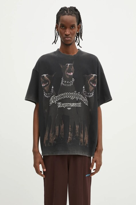 Памучна тениска Represent Thoroughbred в черно с принт MLM41135.003