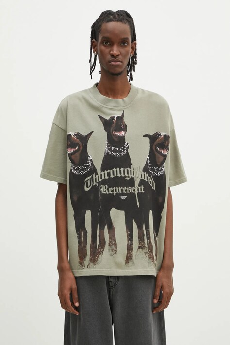 Represent tricou din bumbac Thoroughbred barbati, culoarea verde, cu imprimeu, MLM41135.066