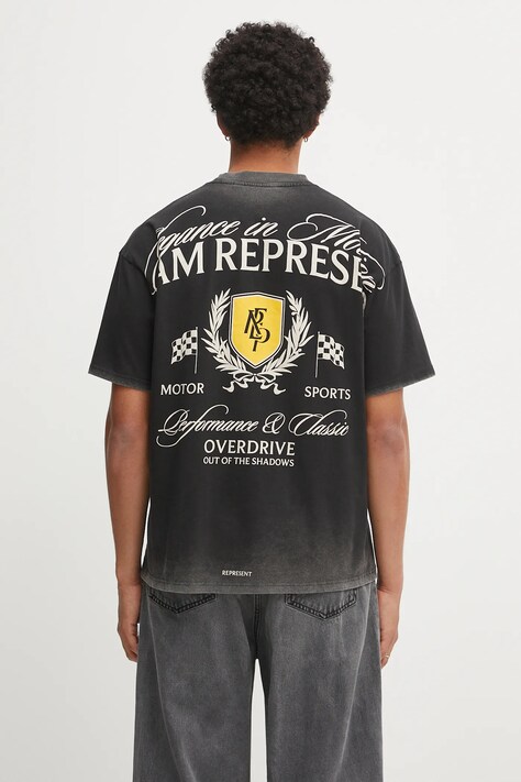 Represent t-shirt bawełniany Crest męski kolor czarny z nadrukiem MLM41069.06