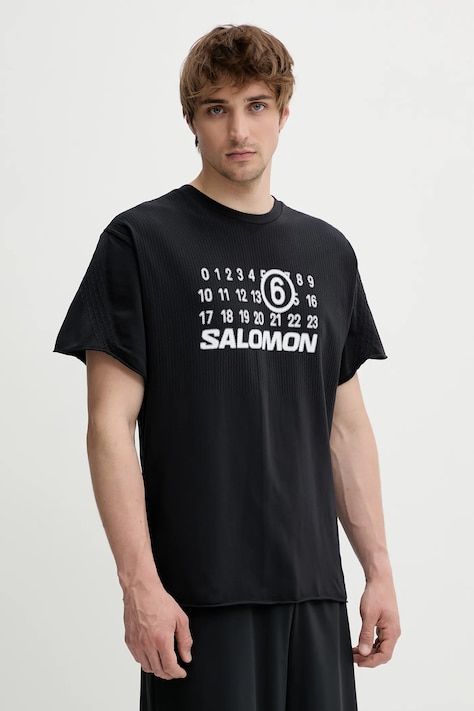Tričko MM6 Maison Margiela x Salomon pánske, čierna farba, s potlačou, SH0GC0051