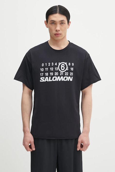MM6 Maison Margiela x Salomon t-shirt męski kolor czarny z nadrukiem SH0GC0051