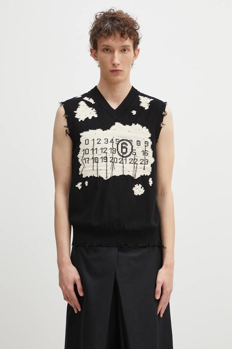 Хлопковая жилетка MM6 Maison Margiela цвет чёрный SH0FB0009