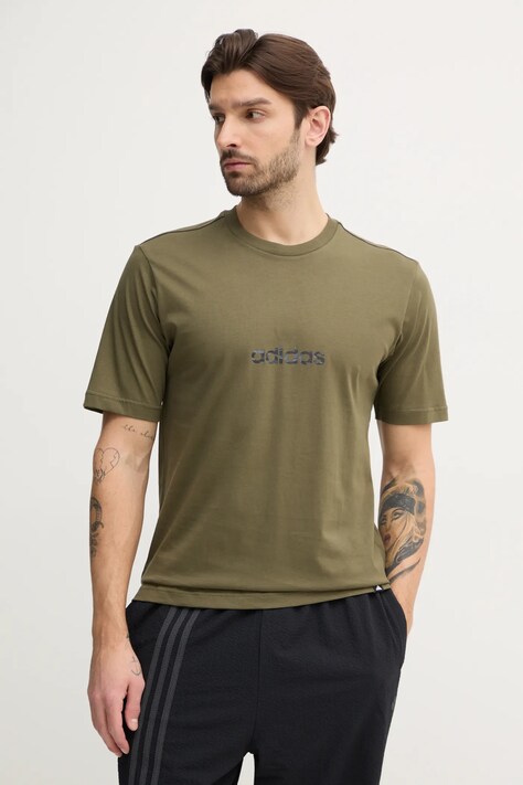 adidas t-shirt bawełniany Camo męski kolor zielony z nadrukiem JN1405