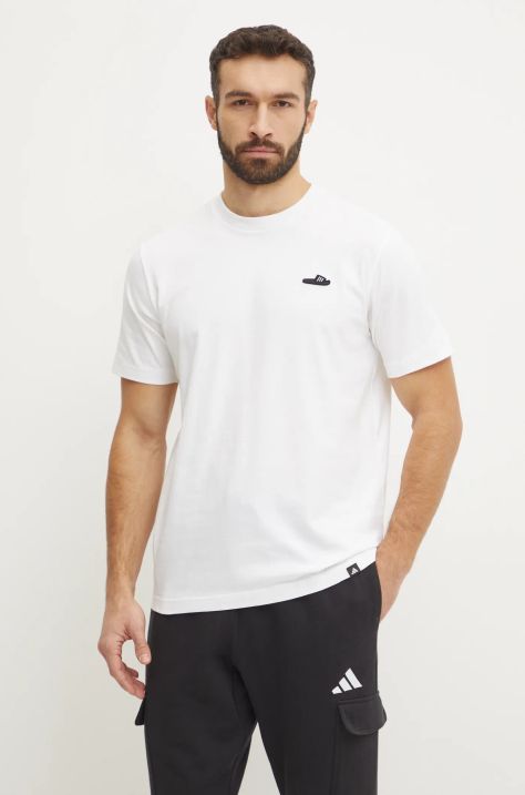 Хлопковая футболка adidas M L SLIDE TEE мужская цвет бежевый с аппликацией JJ4002