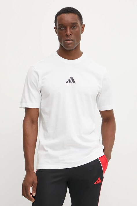 adidas tricou din bumbac M C PHOTO TEE barbati, culoarea alb, cu imprimeu, JN6951